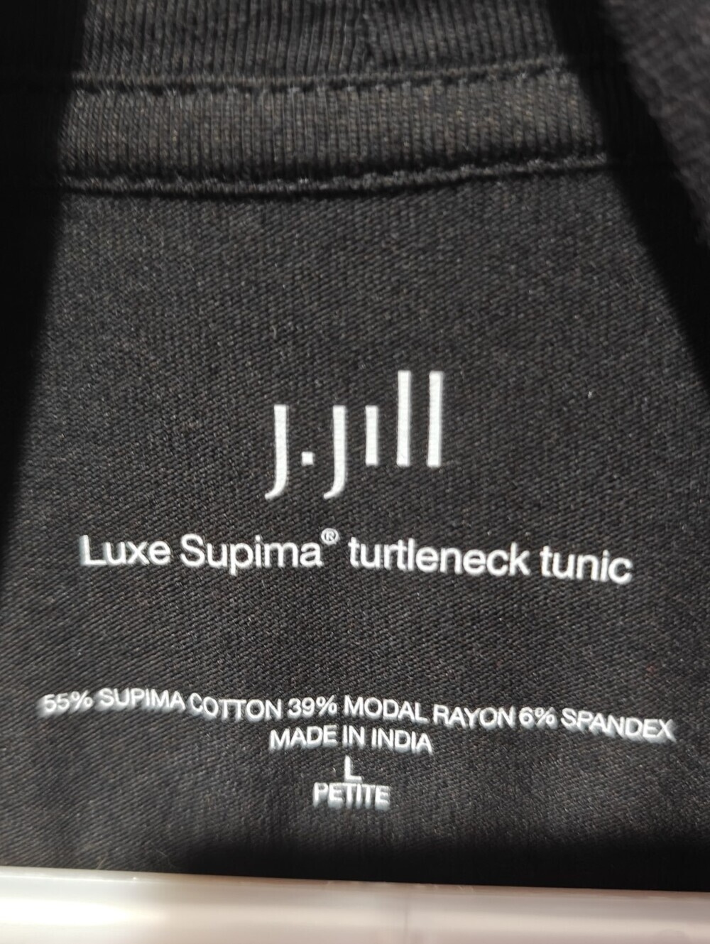 J. Jill Turtle Neck Tunic Size Large Black Lux Supima Cotton Layering - Picture 3 of 4